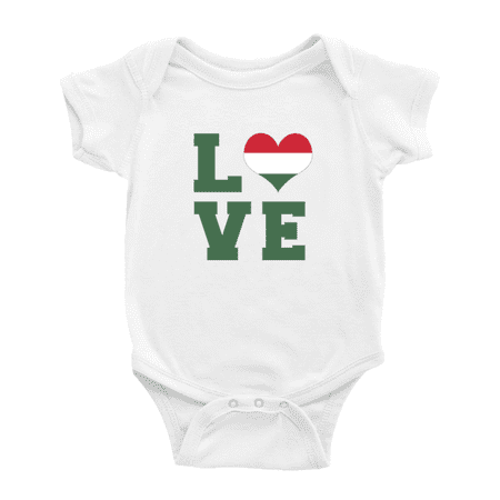 

Love Hungary Flag Heart Cute Baby Rompers Newborn Clothes Outfits (White 12-18 Months)