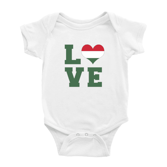 Love Hungary Flag Heart Cute Baby Rompers Newborn Clothes Outfits (White, 18-24 Months)