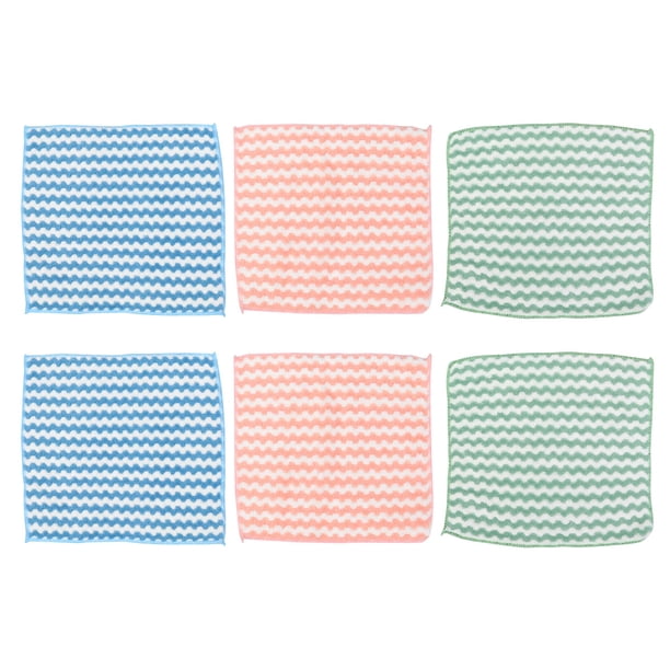 6 paños absorbentes de agua para fregar la cocina, paños de limpieza para lavavajillas (azul, rosa y verde)