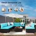thumbnail image 3 of Royalcraft 3 Pieces PE Black Wicker Outdoor Armless chair,Patio Sofa Sets Outdoor Rattan Conversation Furniture Set with Table and Blue Cushions, 3 of 7