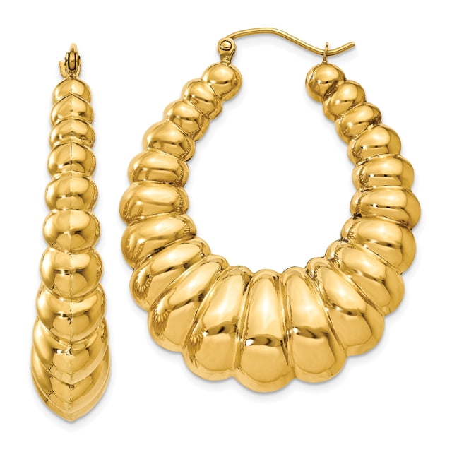 14k Yellow Gold Hoop Earrings Oval