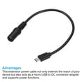 thumbnail image 4 of Unique Bargains 7.9' Micro USB to DC Extension Cable Male to Female Extension Power Cords for Fans LED Strips Black 4 Pack, 4 of 4