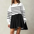 thumbnail image 2 of Kaemgyyd Women's Casual Sweatshirt Dress Fashion Stripe Long Sleeve Patchwork Pullover Dress Fall Trendy Pleated Mini Dresses, 2 of 4
