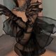 thumbnail image 2 of Sheer Lace Tulle Gloves Elbow Length Full Finger Lace Gloves Wedding Props, 2 of 5