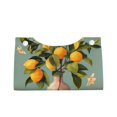 thumbnail image 2 of Uemuo Retro Warm Lemon Flower Pattern Tissue Box Cover Holder, Triangle with Bottom Belt - PVC Leather Decorative Organizer for Tabletop, Bathroom, Car, Office, 2 of 9