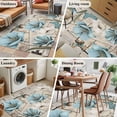 thumbnail image 5 of 3'x5' Rug for Living Room Bedroom, Teal Blue Tulips Washable Area Rugs Non-Slip Carpet Mats, Spring Floral Barn Doors Vintage Wood Beige Indoor Low Pile Area Rug Runner for Kitchen, Mudroom, 5 of 8