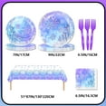 thumbnail image 3 of JMOCD 51Pcs Purple Frozen Party Tableware Set, Birthday Party Supplies Decorations Set, tablecloth,Plates, Napkins,Cutlery,10 Guests, 3 of 4