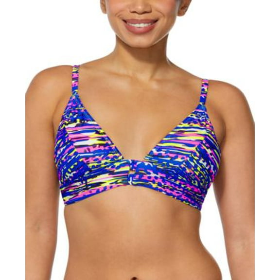 Reebok Women's Printed Bralette Bikini Top Women's Swimsuit Multicolor M