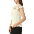 thumbnail image 4 of INSPIRE CHIC Women's Elegant Cap Sleeve Tie Neck Ruffle Collar Tops, 4 of 6