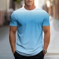 thumbnail image 1 of Tops para hombre, blusas y camisas de manga corta con cuello redondo para hombre, camiseta deportiva informal con estampado degradado a la moda para hombre, blusa de poliéster de manga corta con cuell, 1 of 5