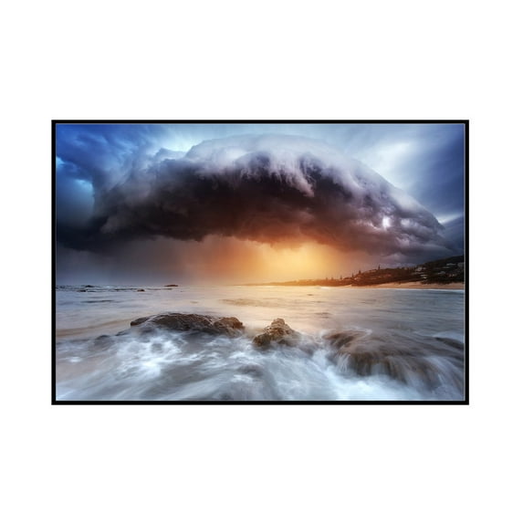 Coastal Storm Cloud & Sunset - Lantern Press Photography (36x24 Framed Gallery Wrapped Stretched Canvas)