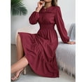 thumbnail image 5 of Ruimatai Women's Casual Long Sleeve Round Neck Ruffles Dress Solid Color Polyester Comfortable Stylish Daily Wear Party Wedding Work Outfit, 5 of 8