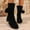 Black, variant on Women's Fashionable Solid Color Suede Small Ball Decorated Mid-Calf Boots, Elegant and Comfortable Solid Color Boots