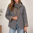 thumbnail image 4 of Alkepwun Detachable Hooded Jackets for Women Plaid Lining Inside Hood and Cuffs Zip Up Snap Button Loose Fit Casual Jacket with Pockets for Daily Wear Outdoor Activities, 4 of 7
