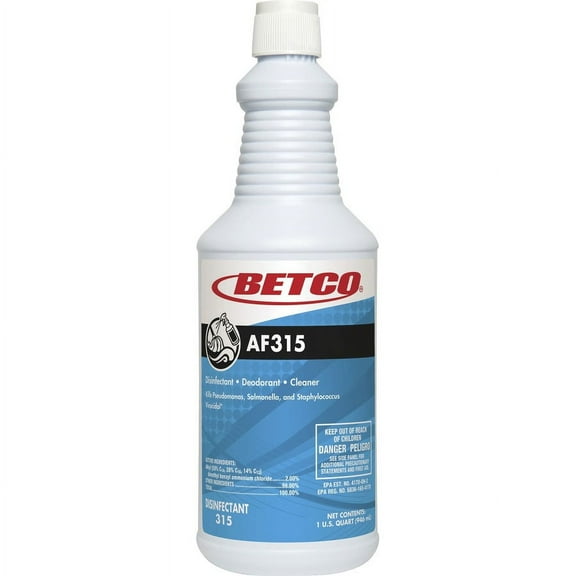 Betco AF315 Disinfectant Cleaner - Concentrate - 32 fl oz (1 quart) - Citrus Floral Scent - 1 Each - Turquoise | Bundle of 2 Each