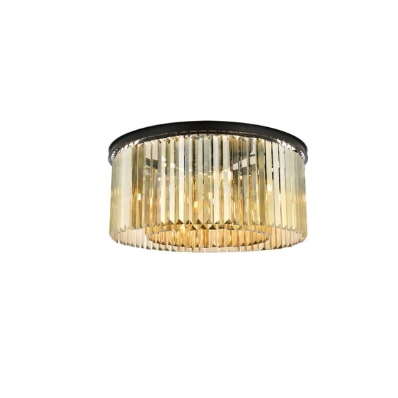 Sydney 8 light Matte Black Flush Mount Golden Teak (Smoky) Royal Cut Crystal