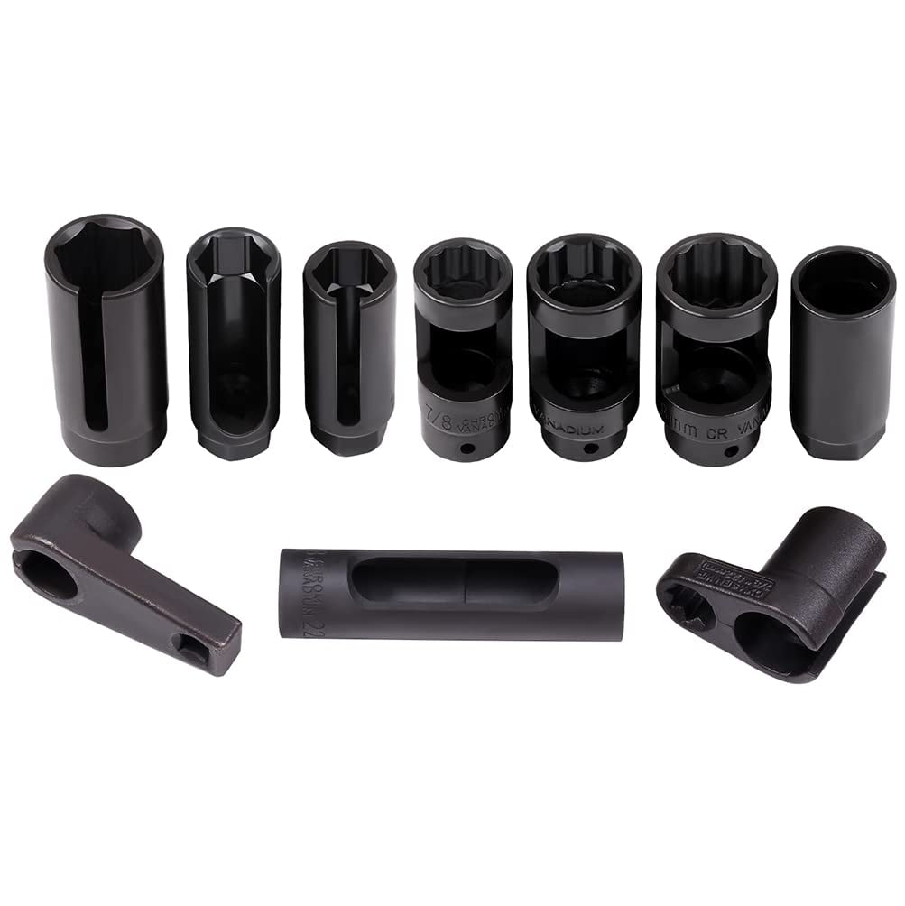 ECCPP 10pcs Oxygen Sensor Socket Set Removal Tool Kit for Most Modern Vehicles