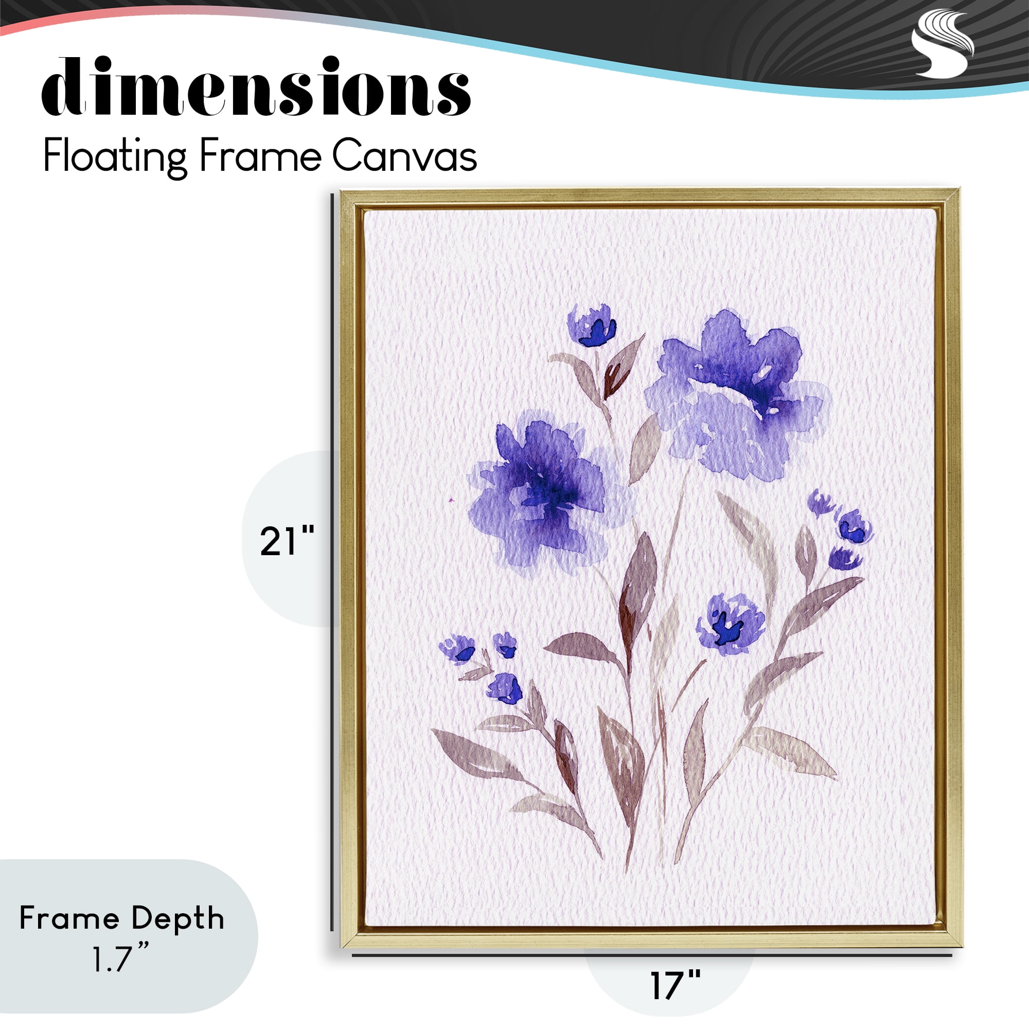 Stupell Industries Blooming Purple Flowers Gold Framed Floater Canvas Wall Art, design by Leah Noel Art