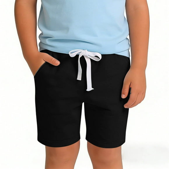 Pantalones cortos deportivos de color sólido para niños con cintura elástica para niñas, pantalones de poliéster