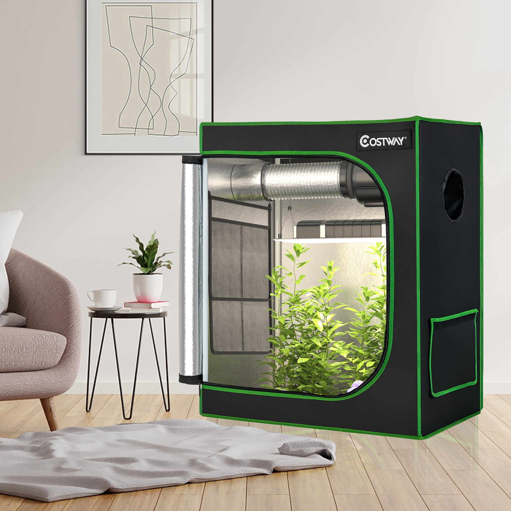 Costway Indoor Mylar Plant Room - 30''x18''x36'' Hydroponic Grow
