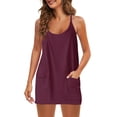 thumbnail image 2 of FRSASU Women's Summer Athletic Mini Dress Casual Sleeveless Built in Shapewear Romper Short Sundress Tennis Workout Outfits Purple, 2 of 5