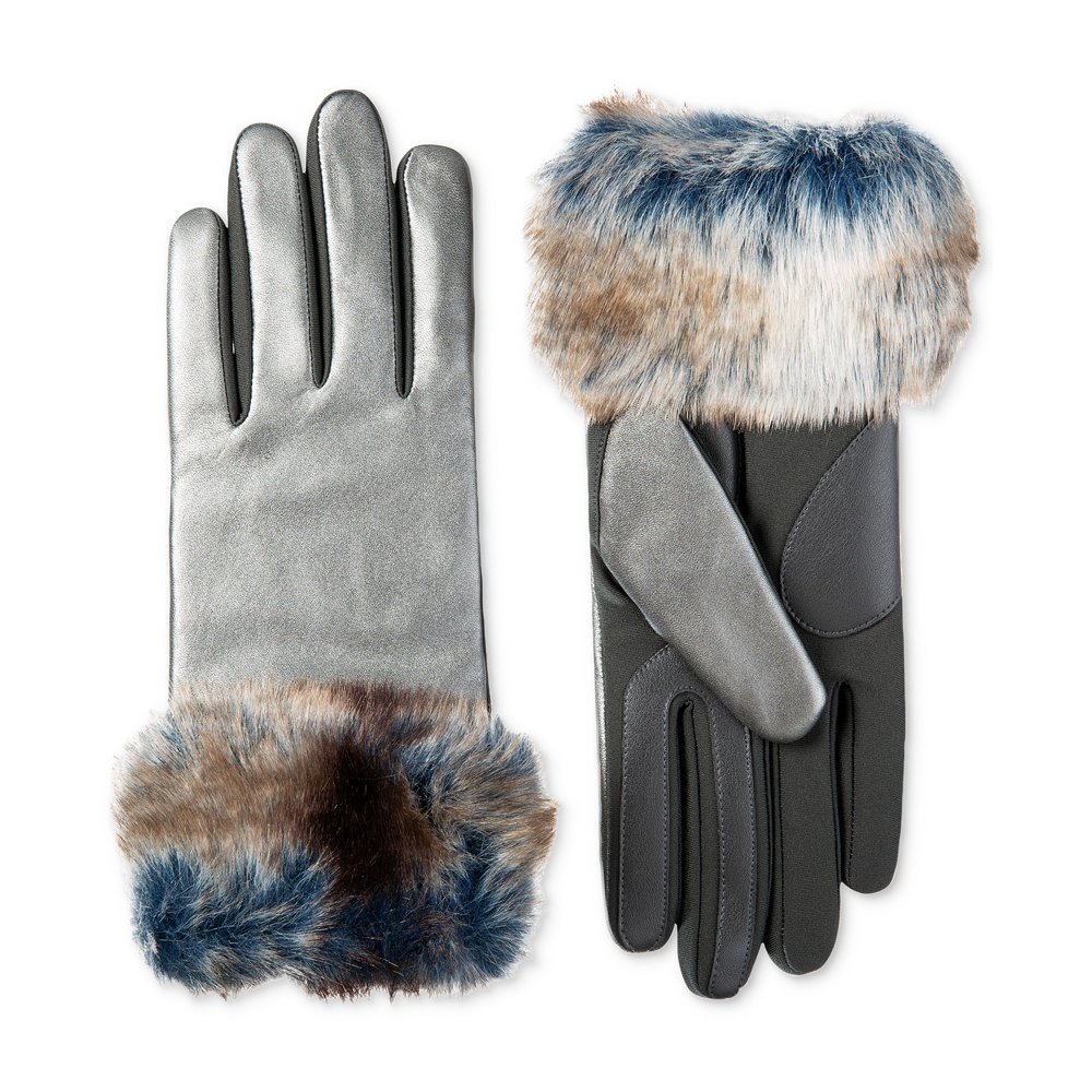 Isotoner Isotoner Women's Stretch Leather Touchscreen Gloves FauxFur