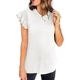 thumbnail image 3 of OSOLU Women Solid Color Summer New Ruffle Edged Fashion Sweet Fresh Versatile Tops T-Shirt Tee Trendy Dailywear, 3 of 8