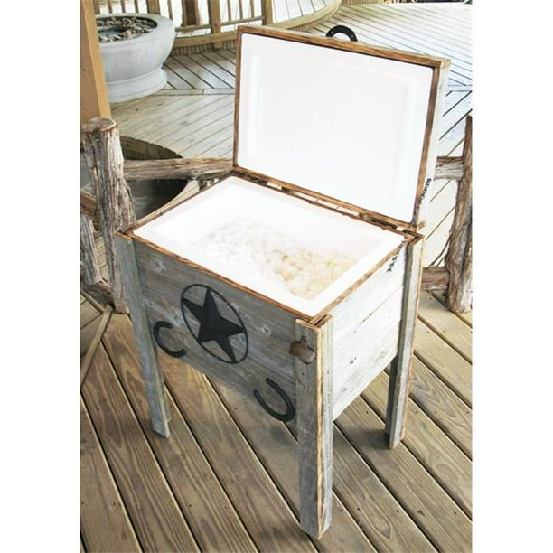 CG Products Large Bronze Star Ice Chest HandMade Weathered Wood