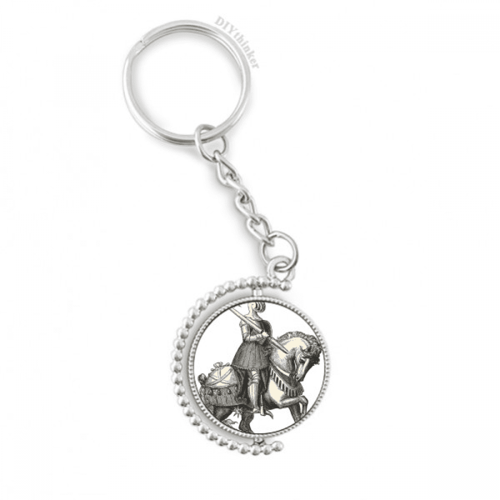 Medieval Knights of Europe Line Drawing Rotatable Keyholder Ring Disc ...