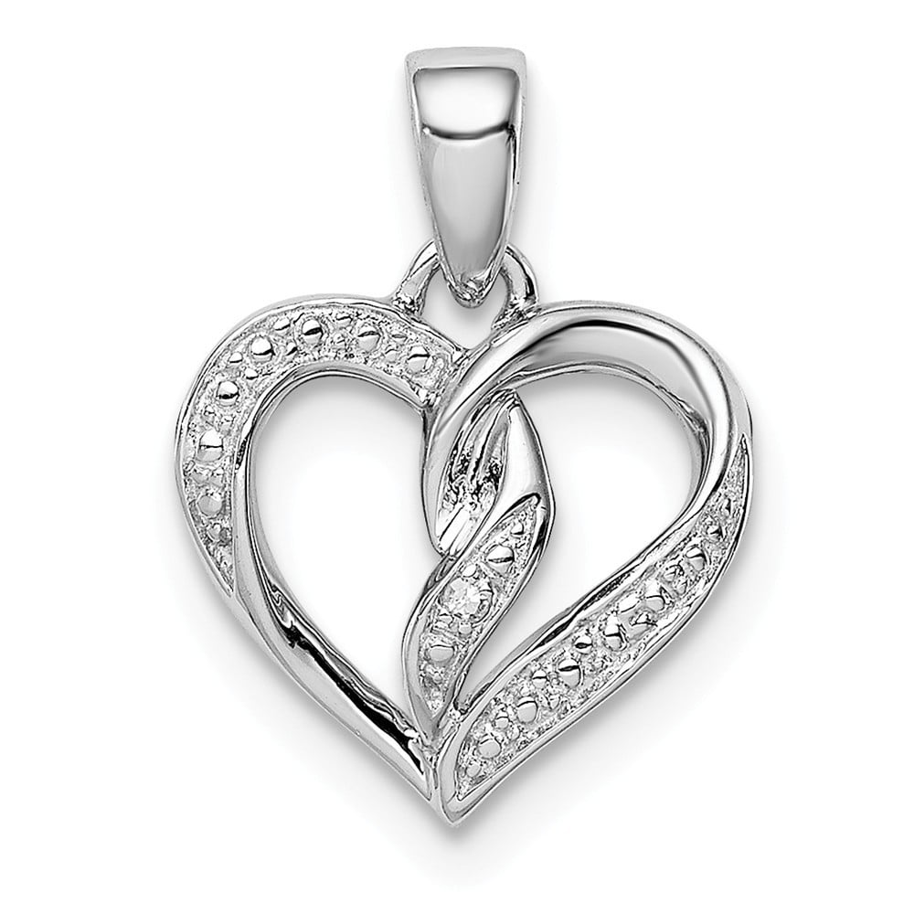 Sterling Silver Diamond Heart Pendant - .005 dwt - Walmart.com