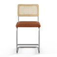thumbnail image 5 of Pemberly Row Cane Back Vegan Leather Counter Height Stool (Set of 2) in Brown, 5 of 5