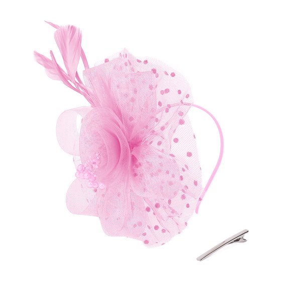 Feather Flower Headband – Fluffy Organza Hairband for Parties, Dance, Photos, and Model Shows, Peach