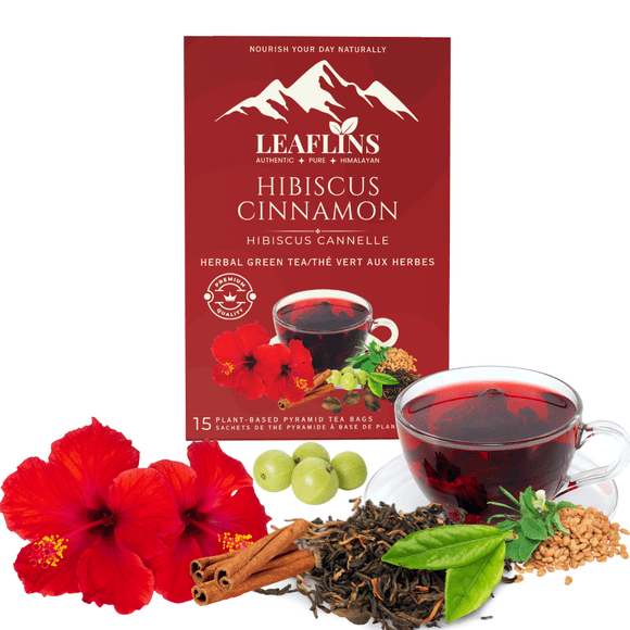 LEAFLINS HIBISCUS CINNAMON GREEN TEA BAGS (PACK OF 2)