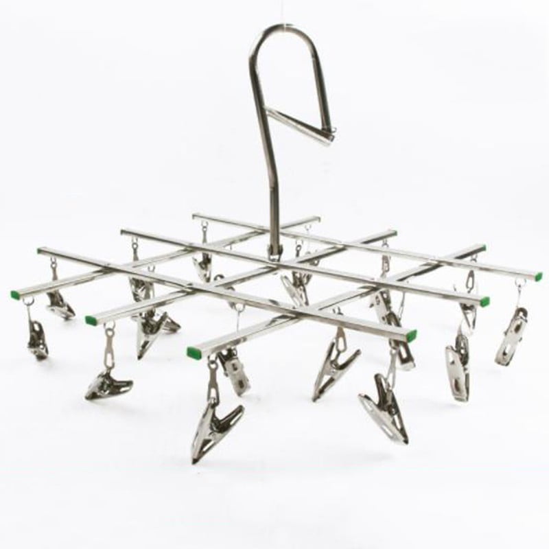 Details about   Stainless Steel 10/20 Clips Folding Underwear Sock Laundry Hanger Drying Rack 