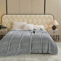 HEYMKGO Grey Knit Throw Blanket - 39x59 Inch Plush Fleece Sofa Blanket, Ultra Soft & Cozy Knitted Blanket for Couch, Bed & Home Decor, Best Gift Blanket
