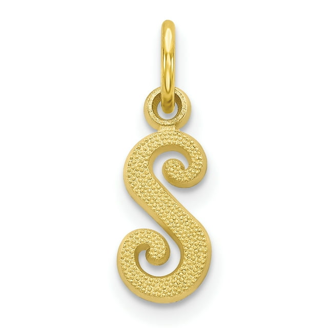 10k Yellow Gold Dainty Letter S Initial Name Monogram Necklace Charm Pendant