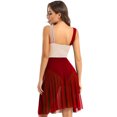 thumbnail image 4 of RUNQHUI Robe Justaucorps Sans Manches en Mesh à Blocs de Couleur pour Femmes, Bourgogne TG, 4 of 5
