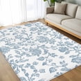 thumbnail image 4 of 5x8 Area Rugs, Light Blue Flower Non-Skid Rubber Backing Large Rectangle Rugs - Living Room Bedroom Home Office, Vintage Farmhouse Boho Leaf Spring Indoor Floor Mat Carpets Washable Rug, 4 of 9