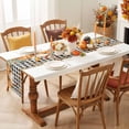 thumbnail image 3 of Orange Green Pumpkins Fall Table Runner - 72 Inch Long Thanksgiving Maple Leaf Plaid Cotton and Linen Blended Dress Scarves Farmhouse Table Runner for Kitchen Dining, Coffee Table, 13" x 72", 3 of 8