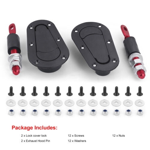 Universal Red Car Flush Mount Quick Release Hood Latch Pin No Key Locking Kit