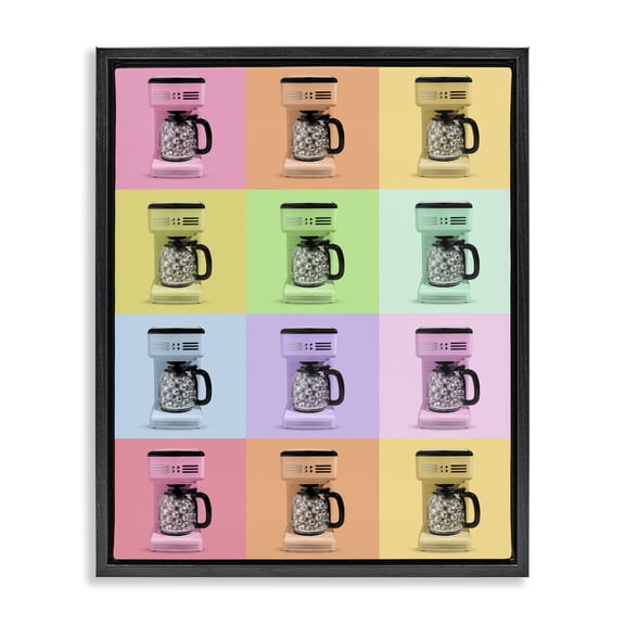 Stupell Industries Disco Coffee Maker Collage Black Framed Floater Canvas Wall Art, design by LISH Creative