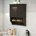 thumbnail image 3 of Giantex Wall Mounted Bathroom Cabinet w/Bar, Medicine Cabinet w/Double Louvered Doors, Storage Cabinet, Espresso, 3 of 7