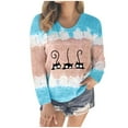 thumbnail image 2 of Hauts pour Femmes 2023 T-Shirt Imprimé Patchwork Col Rond Décontracté Blouse en Solde, 2 of 7