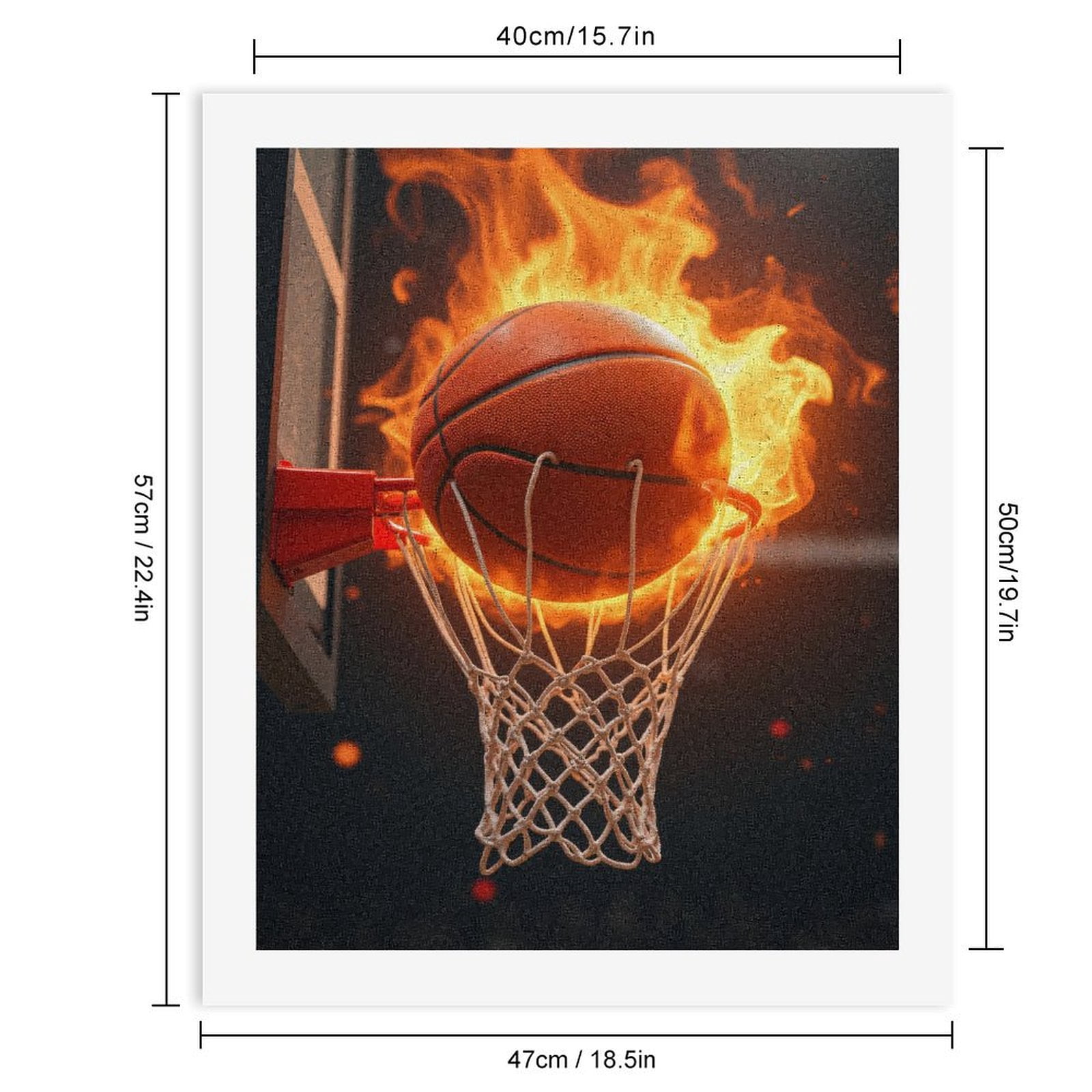 Paint By Numbers Kit for Adults Beginner - DIY Basketball On Fire Slam Dunk Canvas Painting Kits for Adults, Frameless Paint By Number for Adults for Home Wall Decor 16x20 Inch