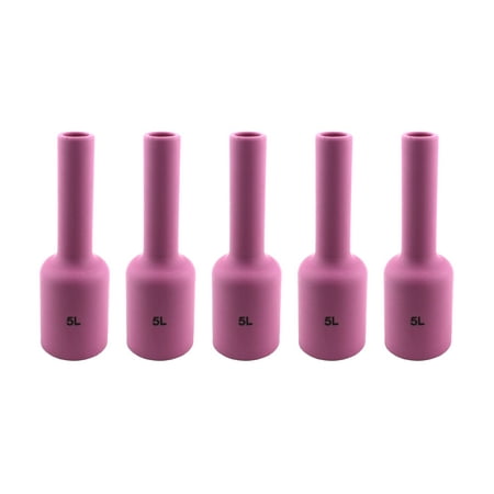 

Long Alumina Nozzle Cups for TIG Welding Torches Series 17/18/26 with Gas Lens Set-Up - Model: 54N17L - #5 (5/16 ) - (5 PACK)