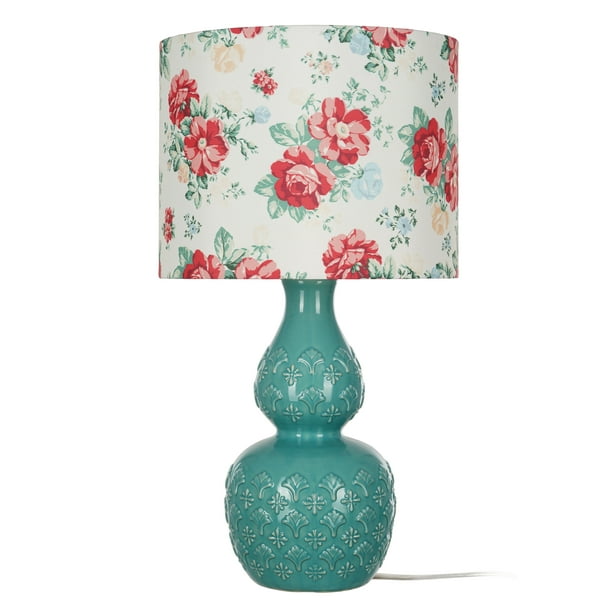 The Pioneer Woman Vintage Floral Table Lamp, Green Finish - Walmart.com