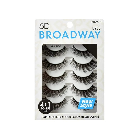 Broadway Eyes Strip False Eyelashes Multipack Fake Eyelashes Natural to Dramatic Look Lash Set 5 Pairs (30)