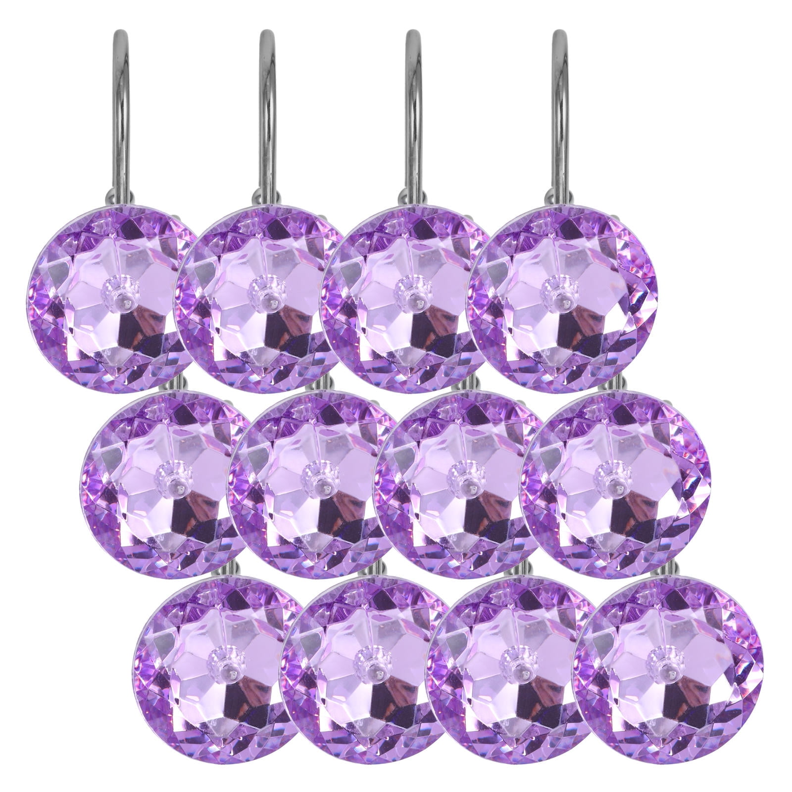OUNONA 12 Pcs Bathroom Curtain Hooks Shower Curtain Hook 6.50X5.50X3.50CM Purple