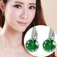 thumbnail image 2 of AYYUFE Women Round Cubic Zirconia Inlaid Huggie Hoop Earings Piercing Jewelry Gift Silver Plated Copper, Cubic Zirconia Bl, 2 of 8