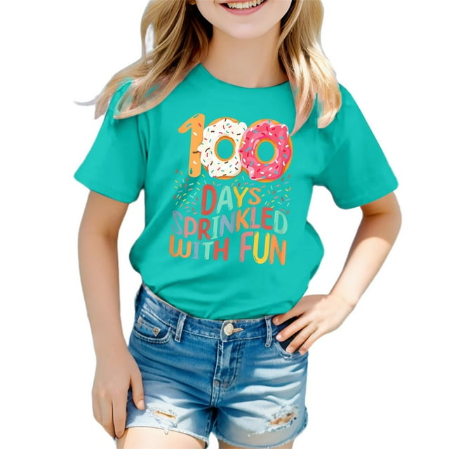TZEWGL Tops For Toddler Graphic Print Round Neck Loose Short Sleeve Top For Newborns size 12-13T